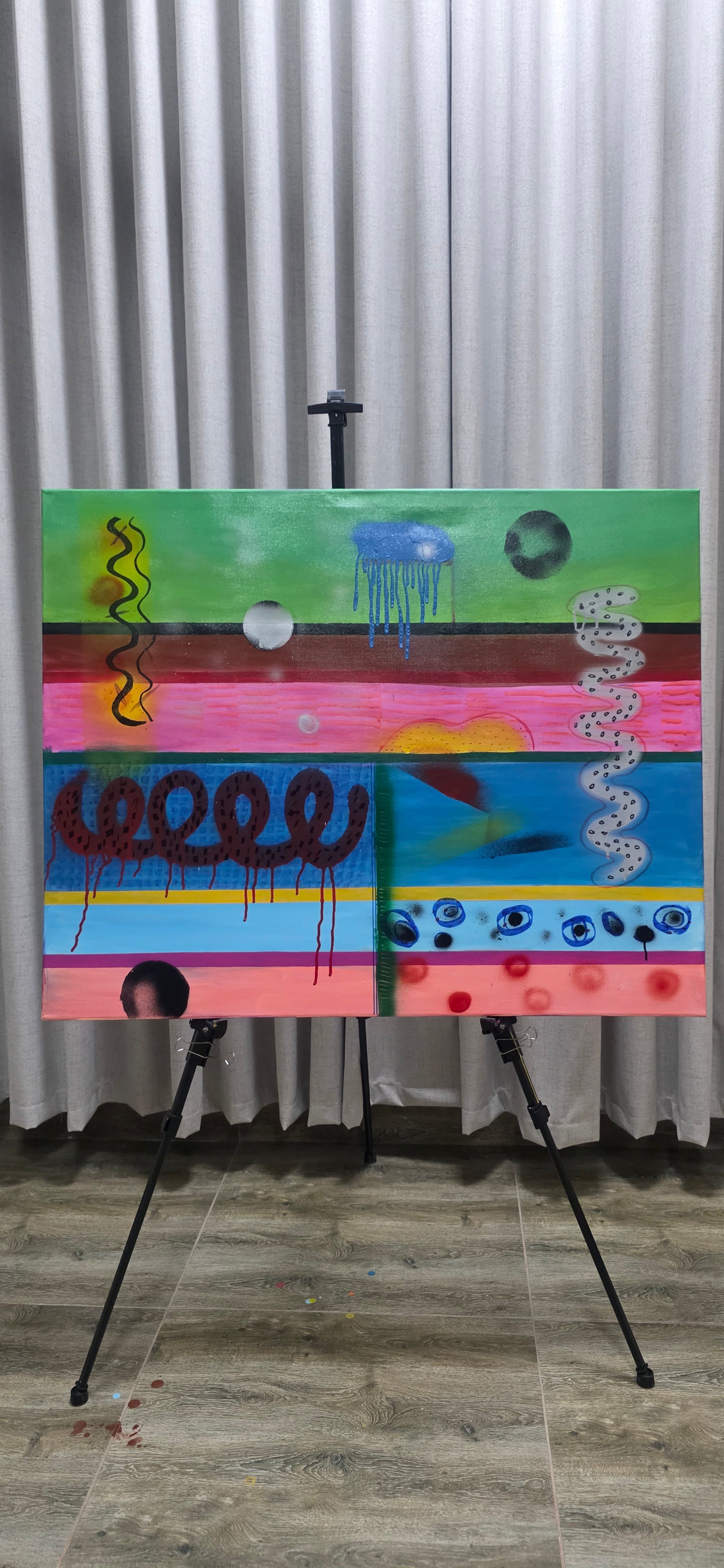 Rhythms of Colors - Musical abstract painting, (80*100 cm/31*39 in)