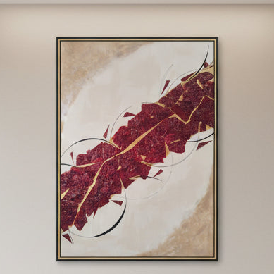 Decorative wall art with abstract design on a plain wall