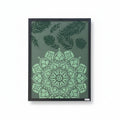 Full front view of Emerald Mandala Garden, showing the textured lime mandala and tropical leaf details.