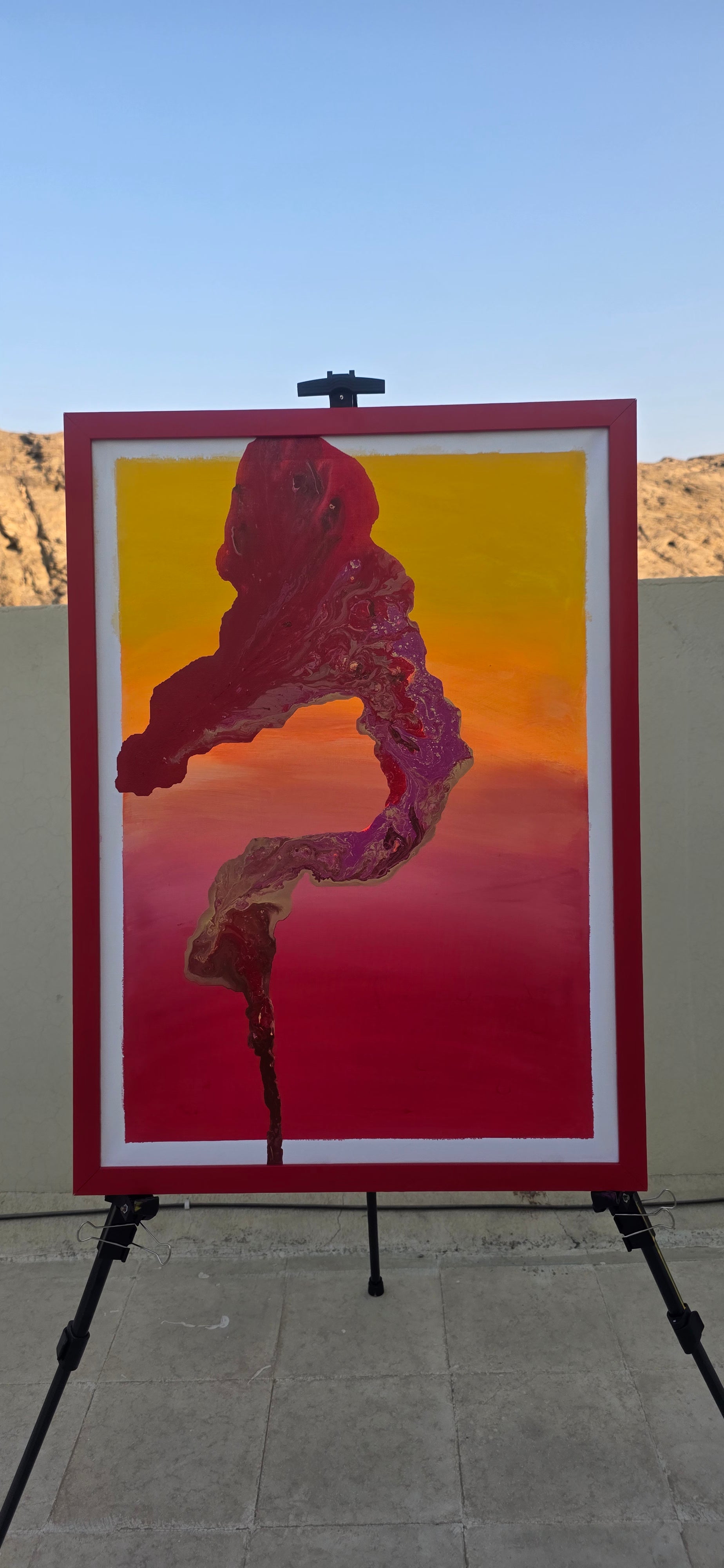 Sunset Flame - Original abstract painting, (54*74 cm/21*29 in)