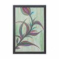 Full front view of Velvet Dawn original artwork, showcasing the magenta petals and shimmering leaf edges.